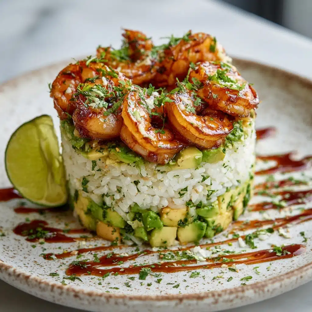 Honey Lime Shrimp & Avocado Rice Stack Recipe