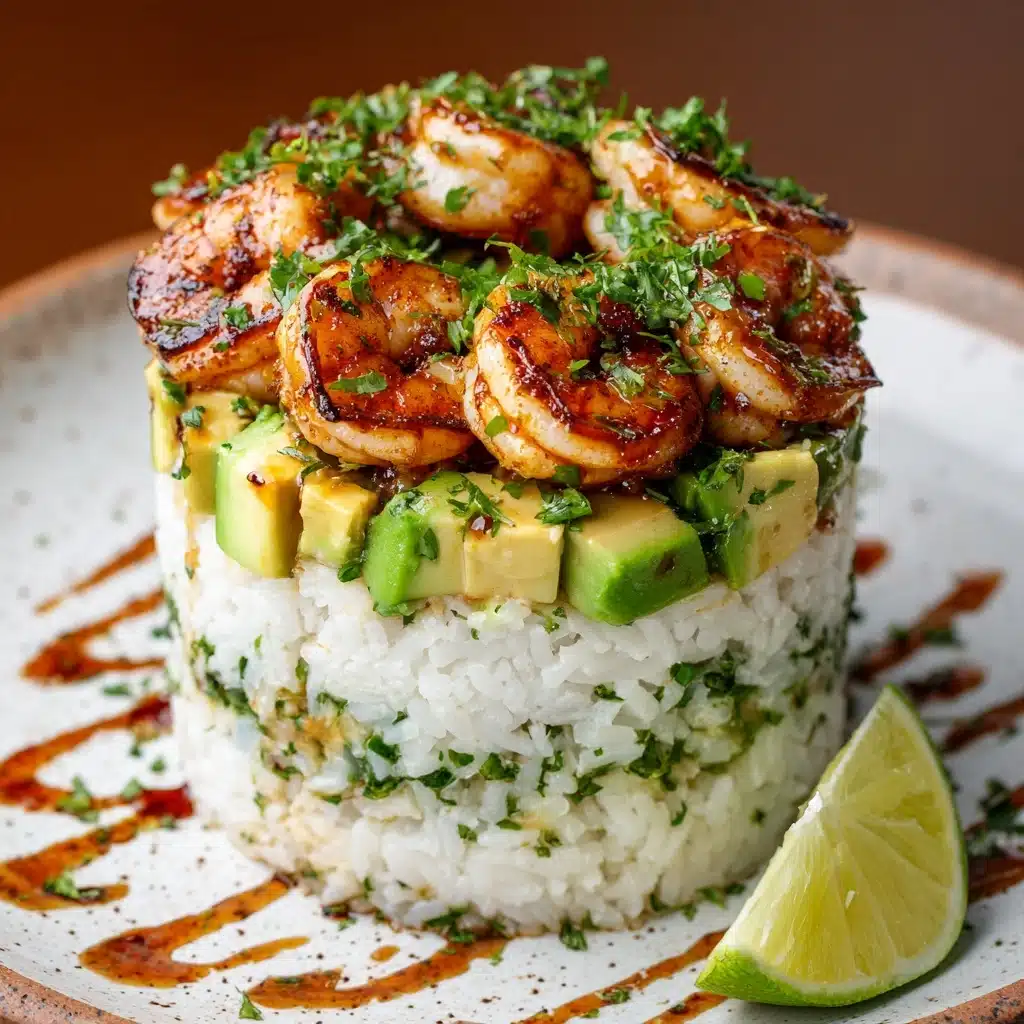 Honey Lime Shrimp & Avocado Rice Stack Recipe - Recipe Image