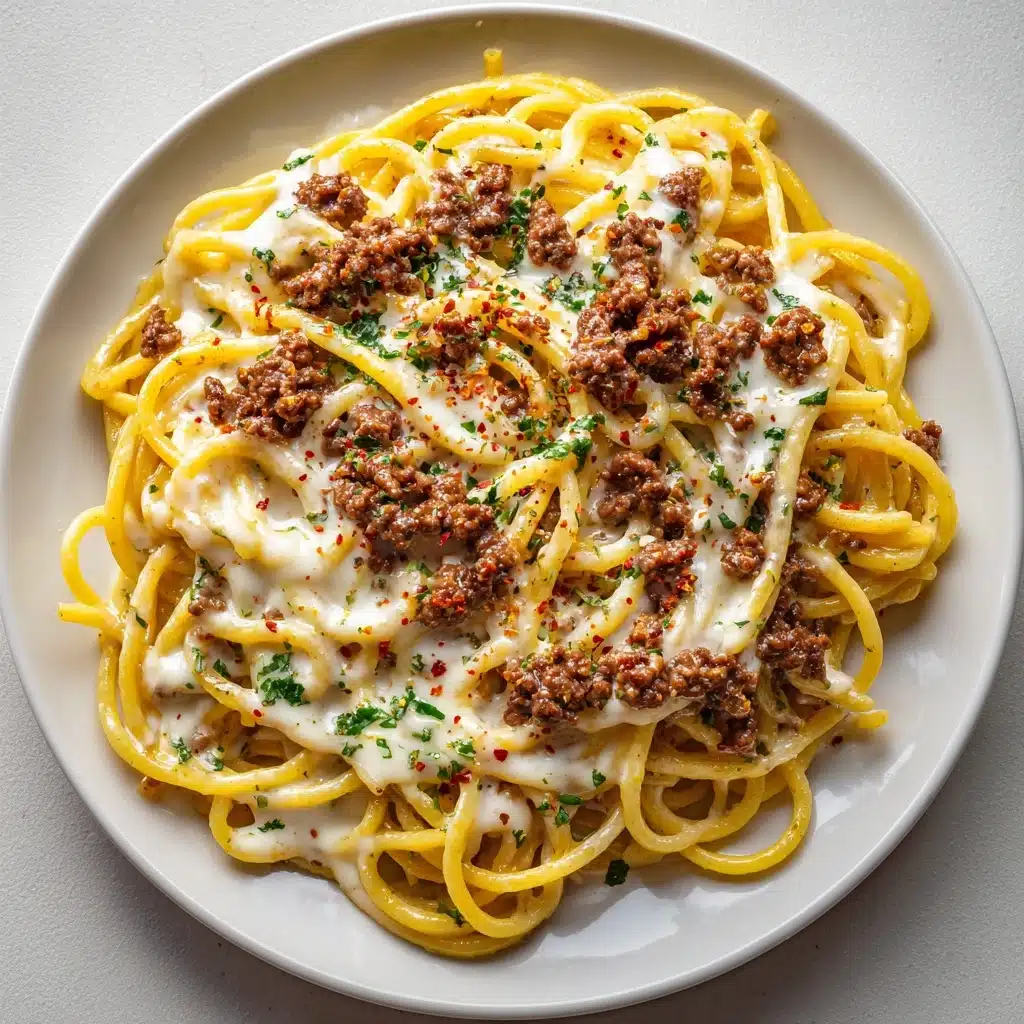 Creamy Ground Beef Alfredo Pasta Recipe - Recipe Image