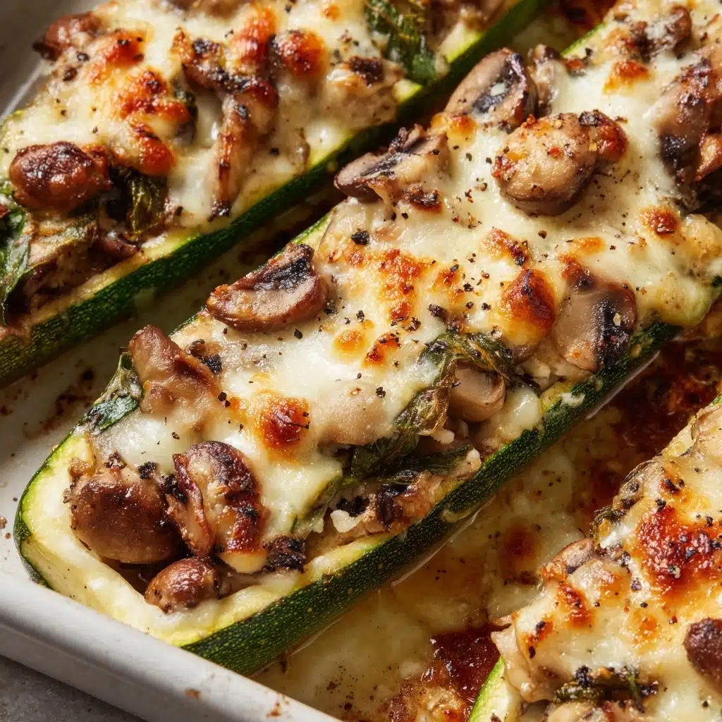 Spinach, Mushroom, and Ricotta Stuffed Zucchini Recipe - Recipe Image