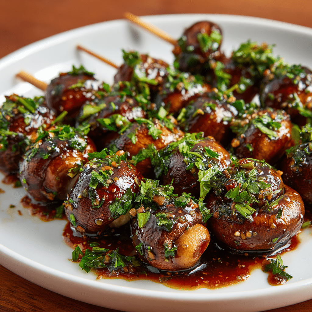 Marinated Grilled Mushroom Skewers Recipe - Recipe Image