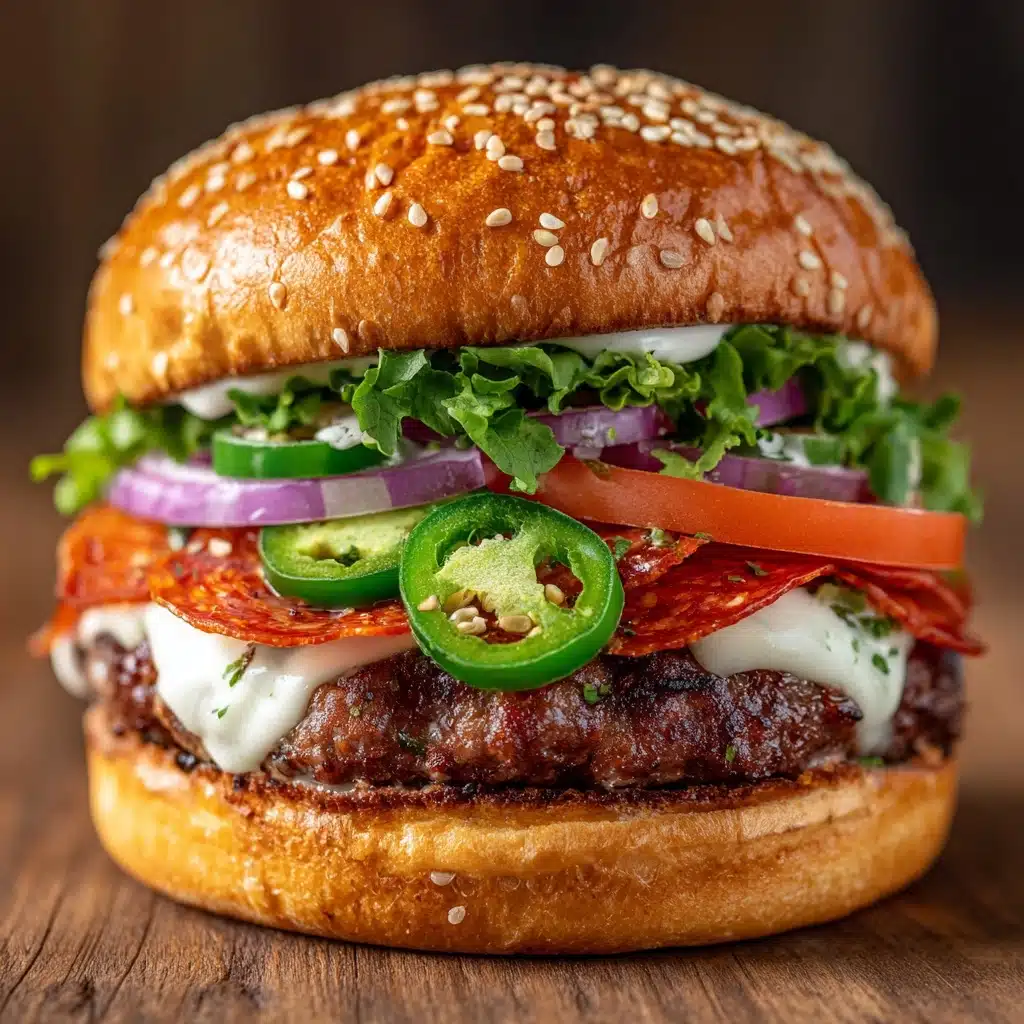 Pepperoni Burger Provolone Brioche Recipe - Recipe Image