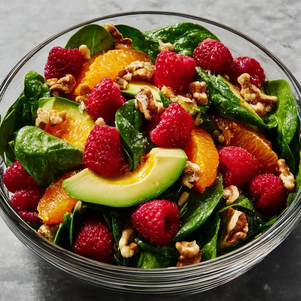 Raspberry-Spinach Salad with Avocado & Walnuts Recipe - Recipe Image