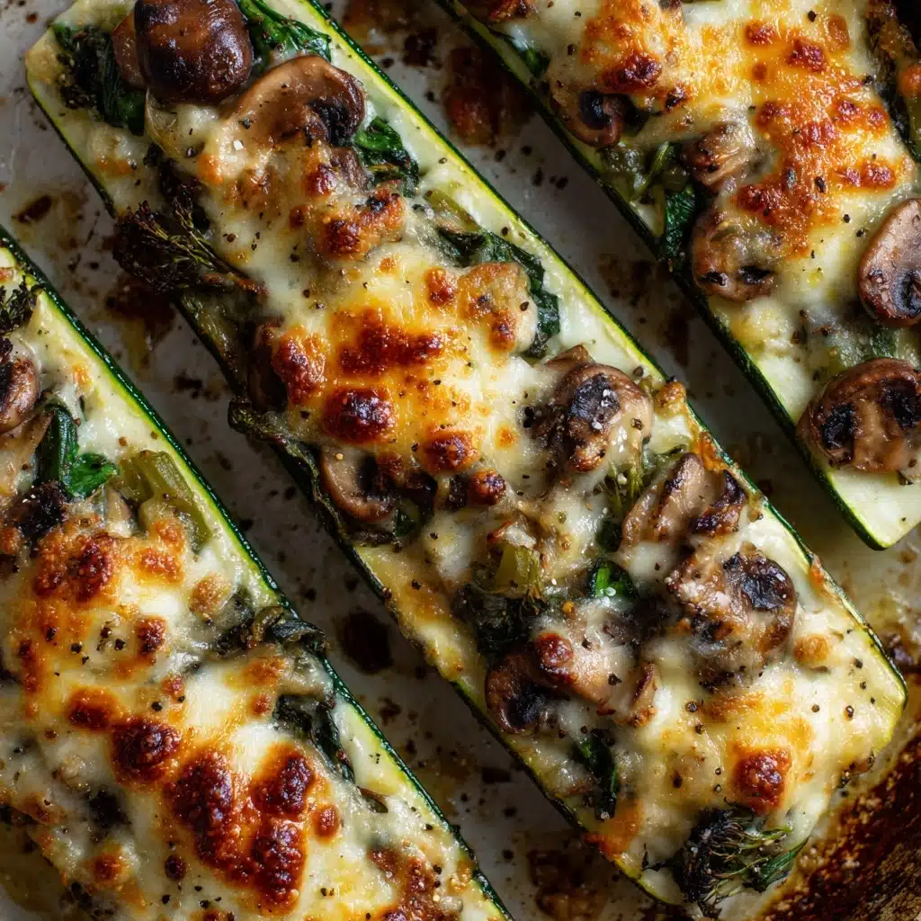Spinach, Mushroom, and Ricotta Stuffed Zucchini Recipe