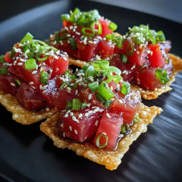 Spicy Tuna Tartare on Crispy Wonton Chips Recipe