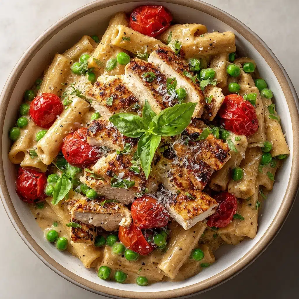 Creamy Chicken and Pea Carbonara Pasta Recipe - Recipe Image