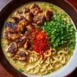 Spicy Chicken Ramen with Creamy Garlic Sauce Recipe