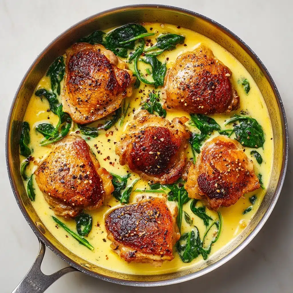 Creamy Garlic Skillet Chicken with Spinach Recipe - Recipe Image