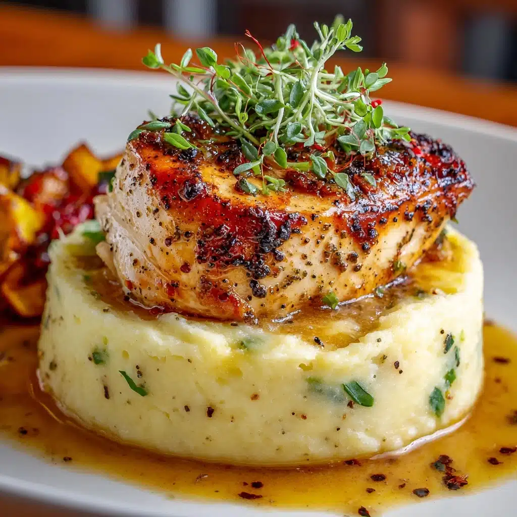 Garlic Herb Chicken with Mashed Potatoes and Glazed Carrots Recipe - Recipe Image