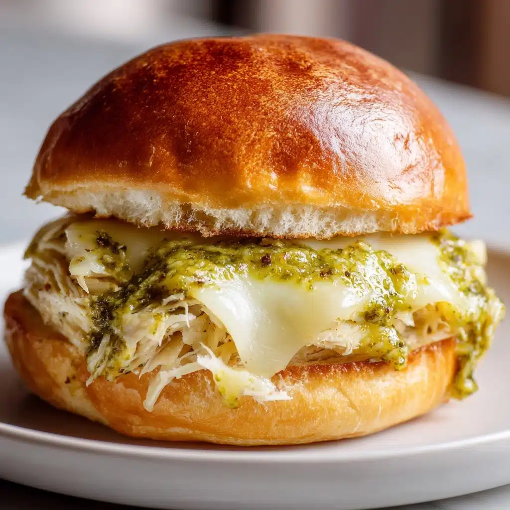 Cheesy Garlic Pesto Chicken Sliders Recipe - Recipe Image