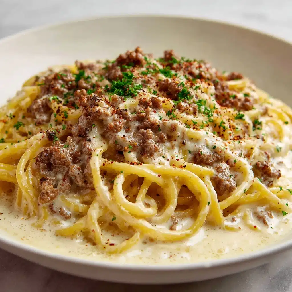 Creamy Ground Beef Alfredo Pasta Recipe