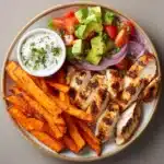 Chicken with Sweet Potato Fries & Avocado Salsa Recipe