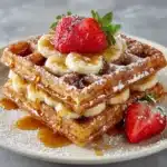 Caramelized Coconut Banana Bread Waffle French Toast Recipe