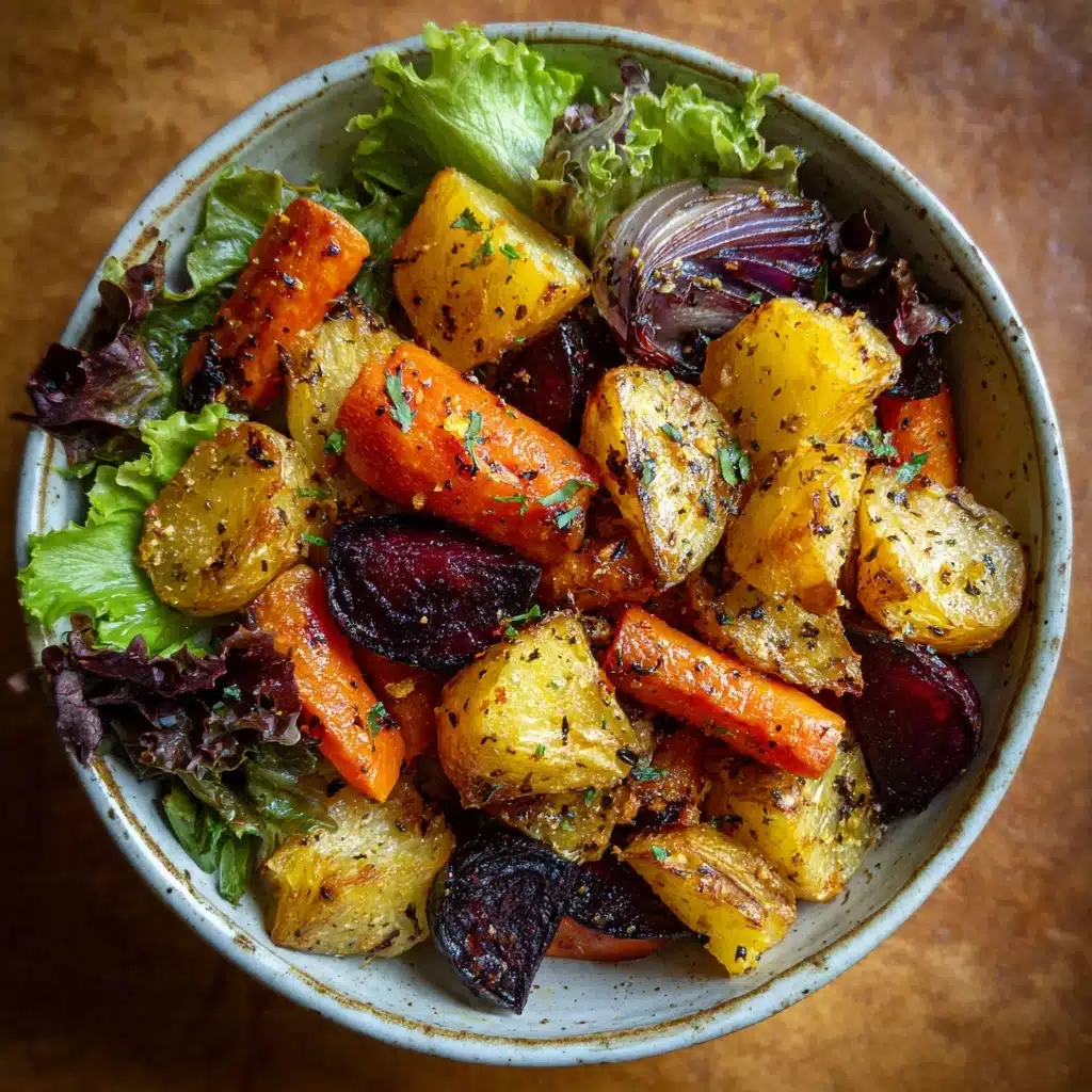 Roasted Winter Vegetable Salad with Maple Dijon Dressing Recipe - Recipe Image