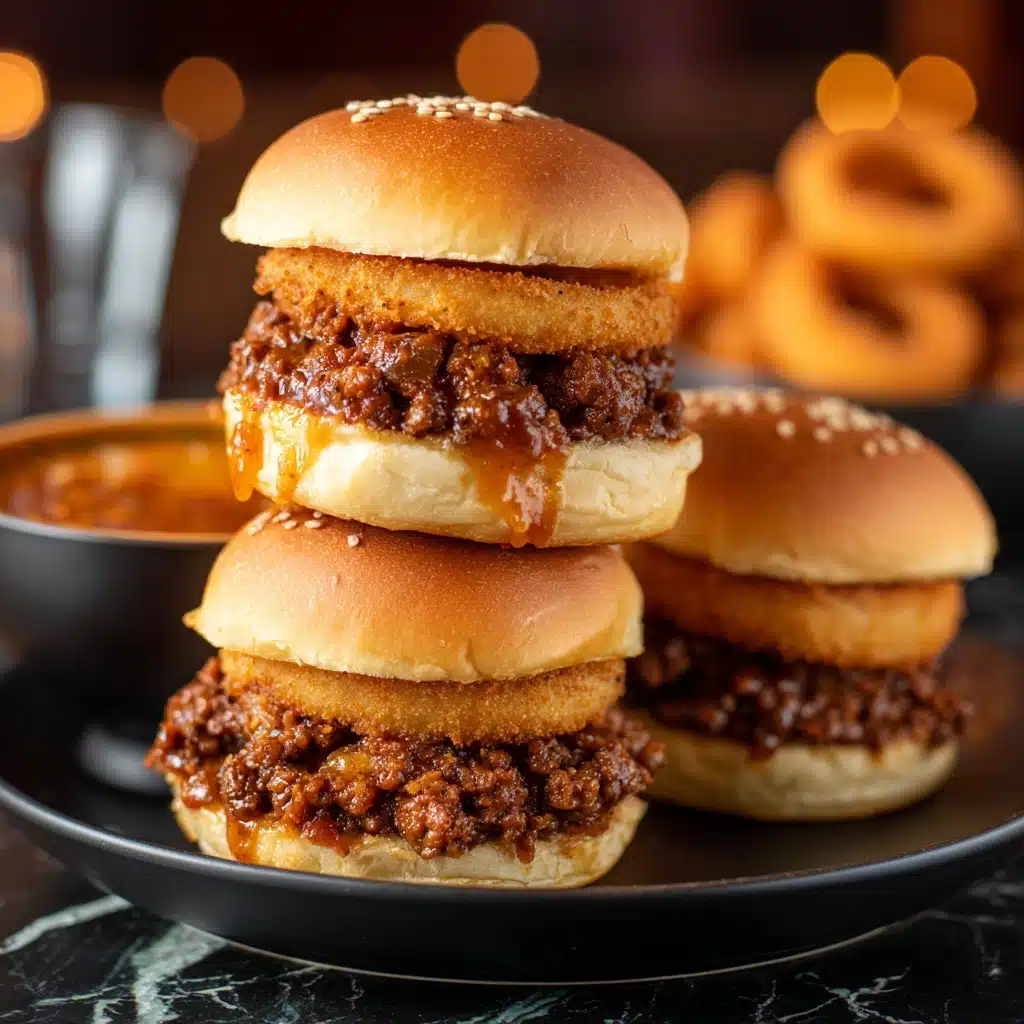 Onion Ring Cheeseburger Sliders Recipe - Recipe Image