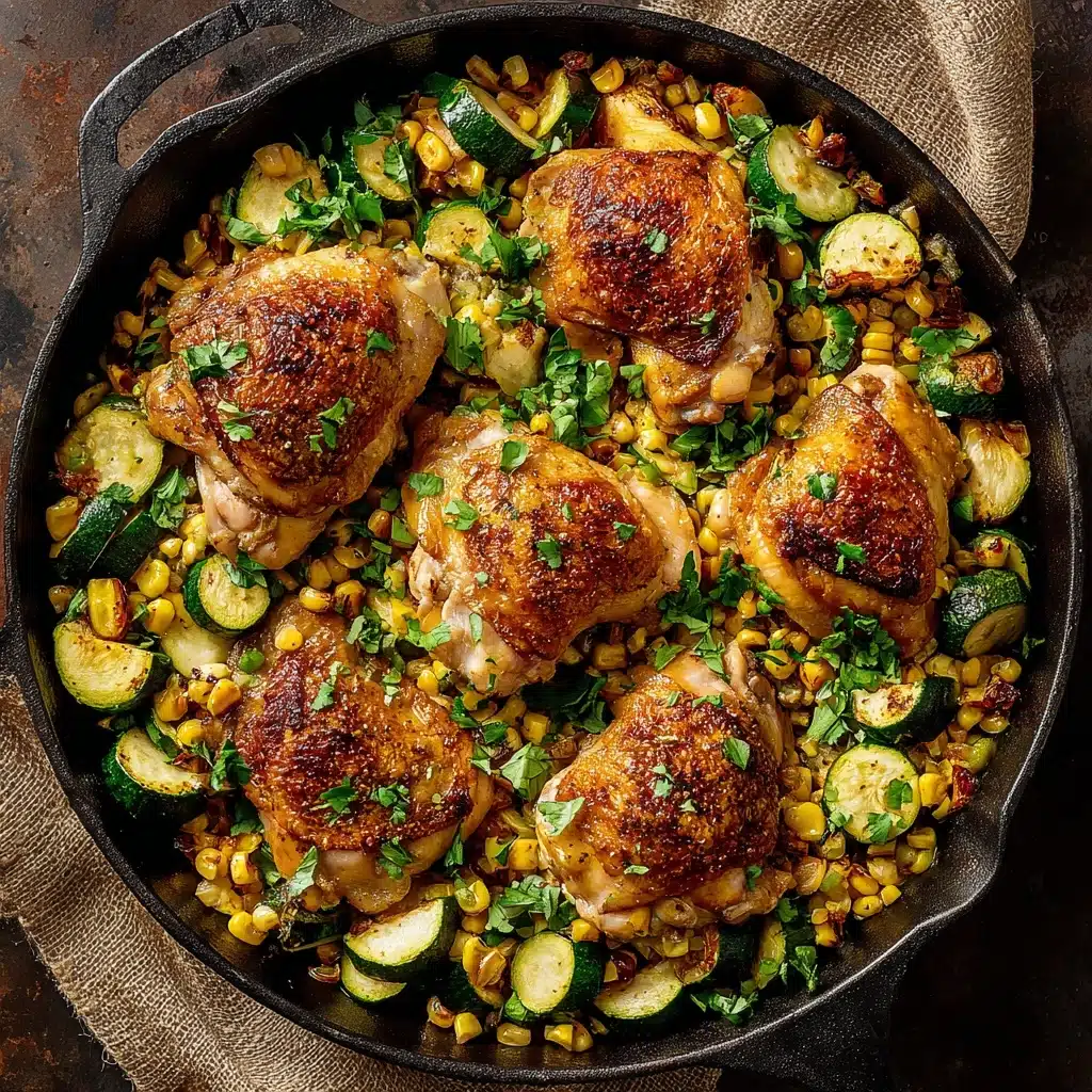 Garlic Butter Chicken with Zucchini and Corn Recipe - Recipe Image