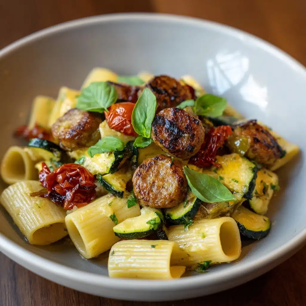 Chicken Sausages with Zucchini and Pasta Recipe - Recipe Image