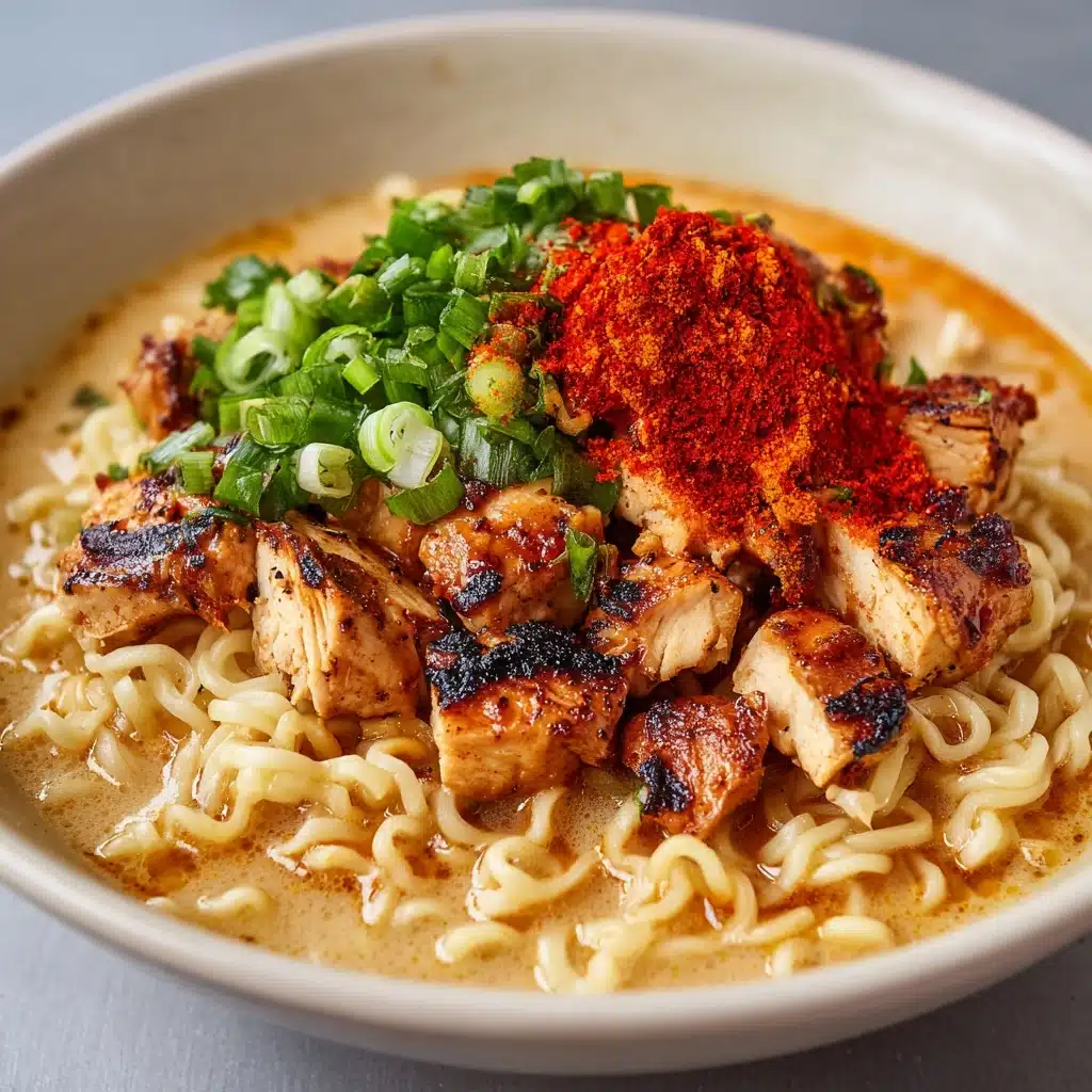 Spicy Chicken Ramen with Creamy Garlic Sauce Recipe - Recipe Image
