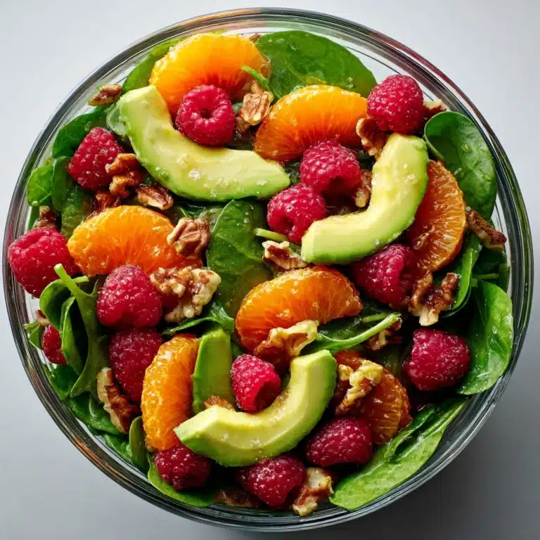 Raspberry-Spinach Salad with Avocado & Walnuts Recipe