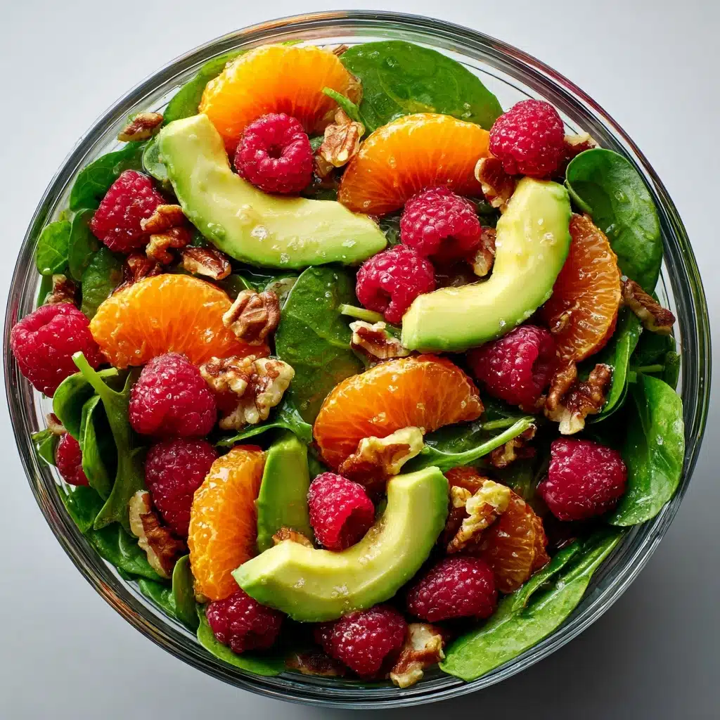 Raspberry-Spinach Salad with Avocado & Walnuts Recipe