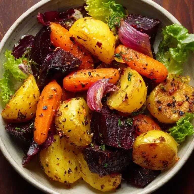 Roasted Winter Vegetable Salad with Maple Dijon Dressing Recipe