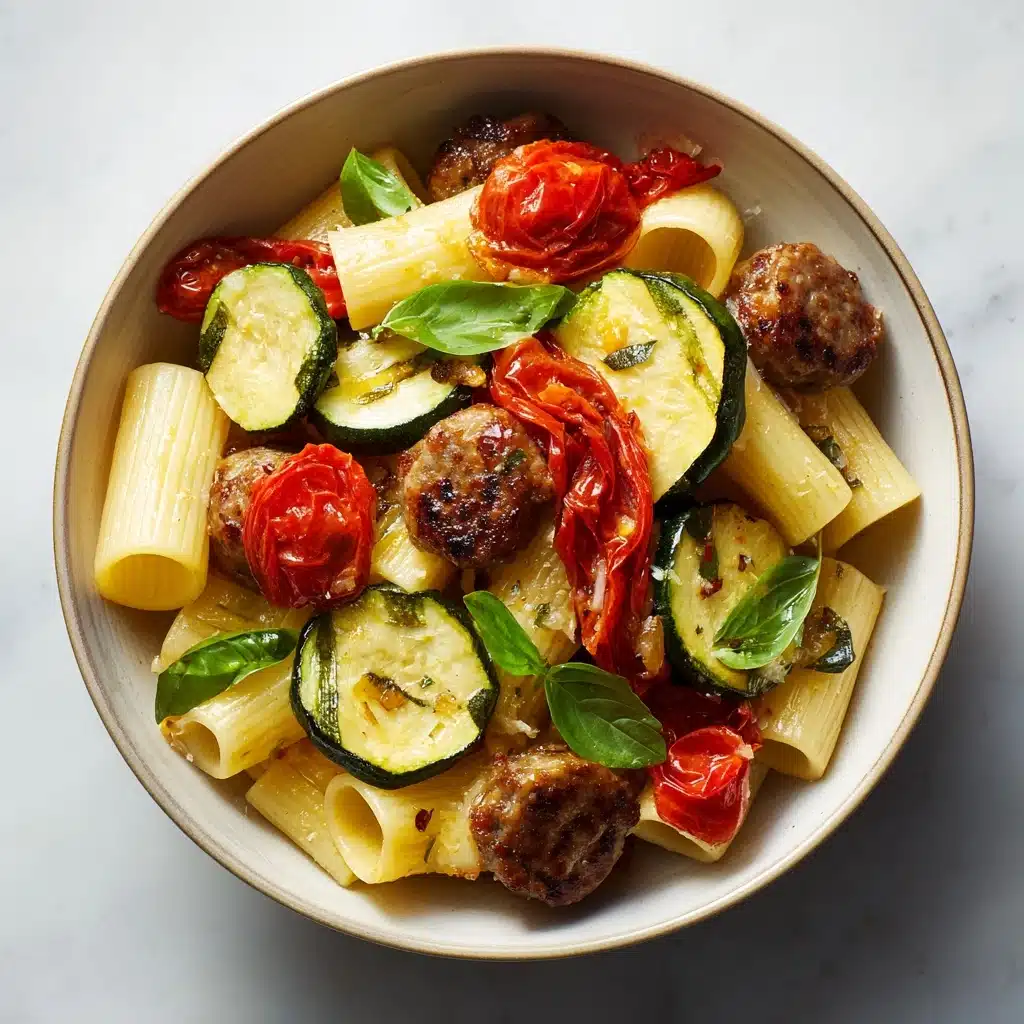 Chicken Sausages with Zucchini and Pasta Recipe - Recipe Image