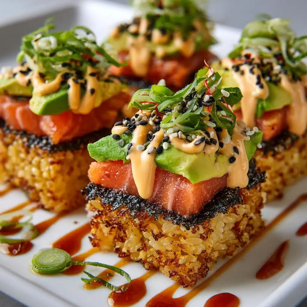 Crispy Rice Sushi Cupcakes with Salmon & Avocado Recipe - Recipe Image