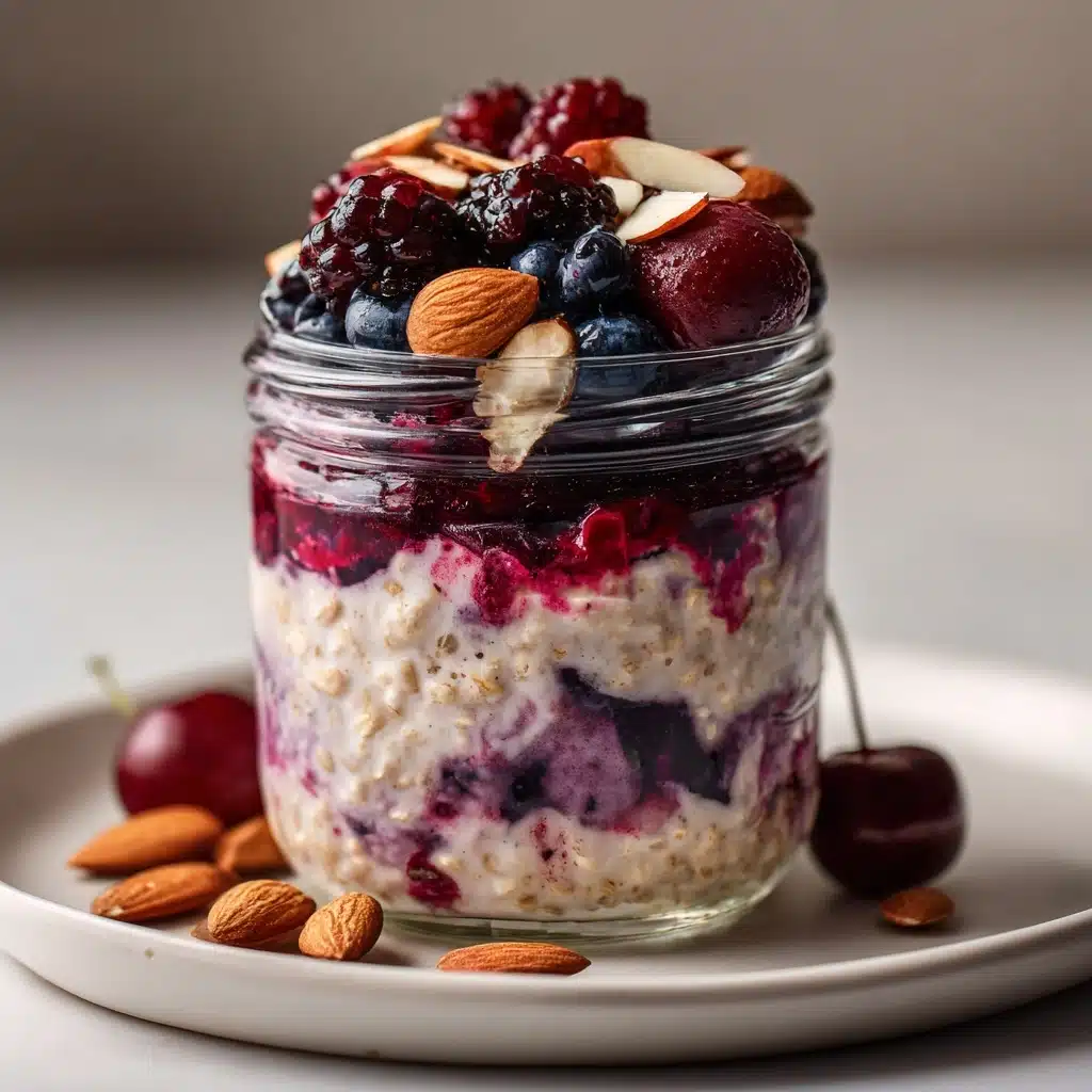 Berry Cherry Almond Overnight Oats Recipe - Recipe Image
