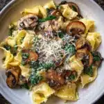**Parmesan Spinach Mushroom Pasta Skillet** Recipe