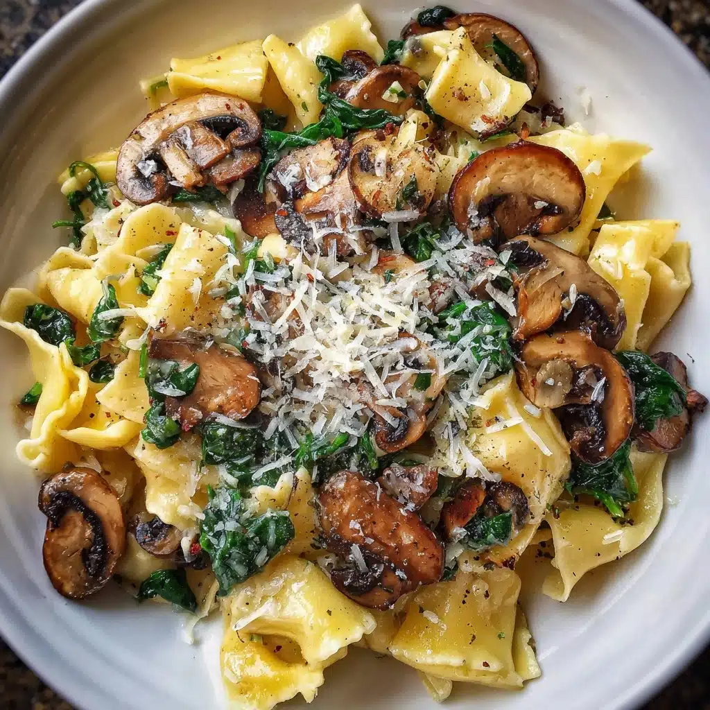 **Parmesan Spinach Mushroom Pasta Skillet** Recipe - Recipe Image