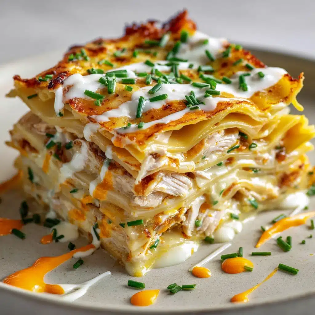 Cheesy Buffalo Chicken Lasagna with Ranch Drizzle Recipe - Recipe Image