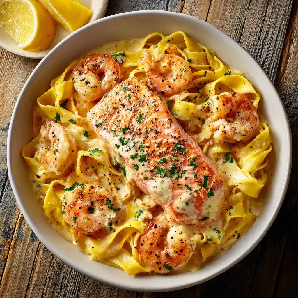 Salmon and Shrimp Alfredo Recipe - Recipe Image
