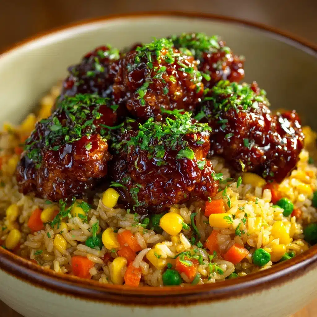 Crispy Saucy Chicken with Vegetable Fried Rice Recipe - Recipe Image