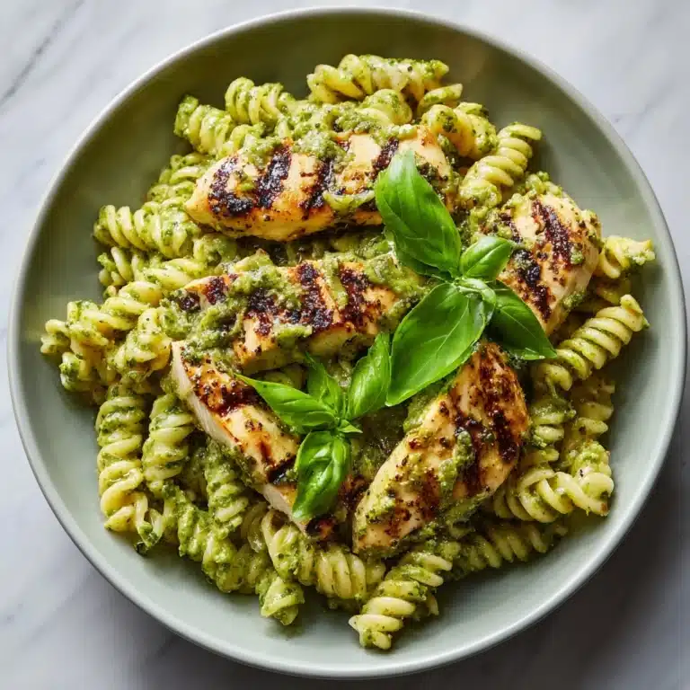 Pasta with Spinach Pesto and Grilled Chicken Recipe