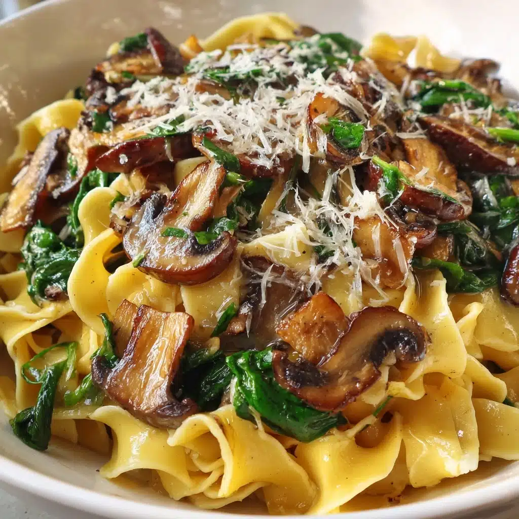 **Parmesan Spinach Mushroom Pasta Skillet** Recipe - Recipe Image
