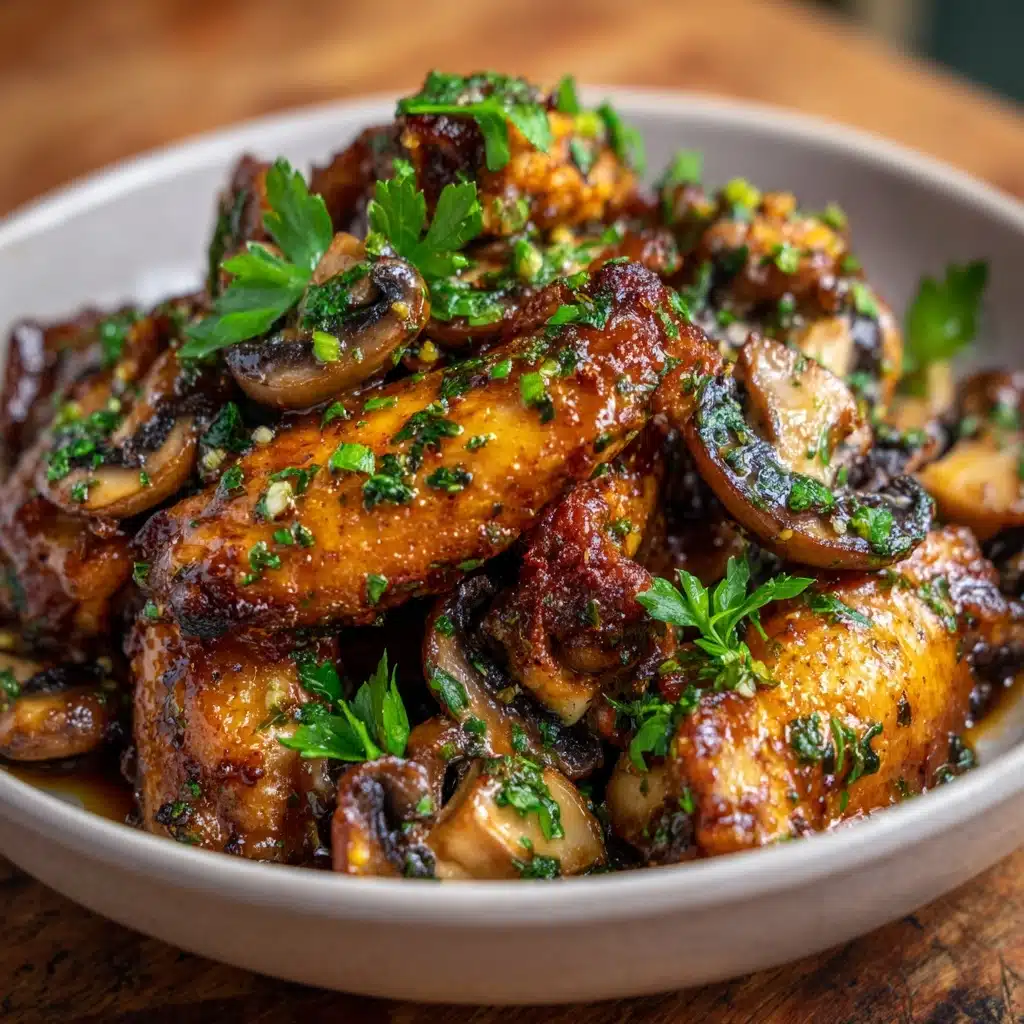 Chicken Wings with Mushrooms Recipe - Recipe Image
