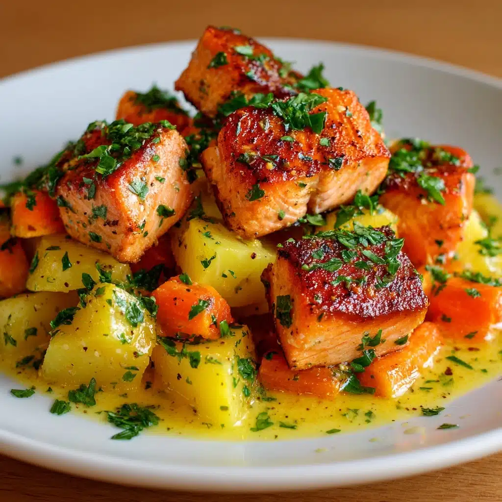 Honey Mustard Salmon Bites and Veggies Recipe