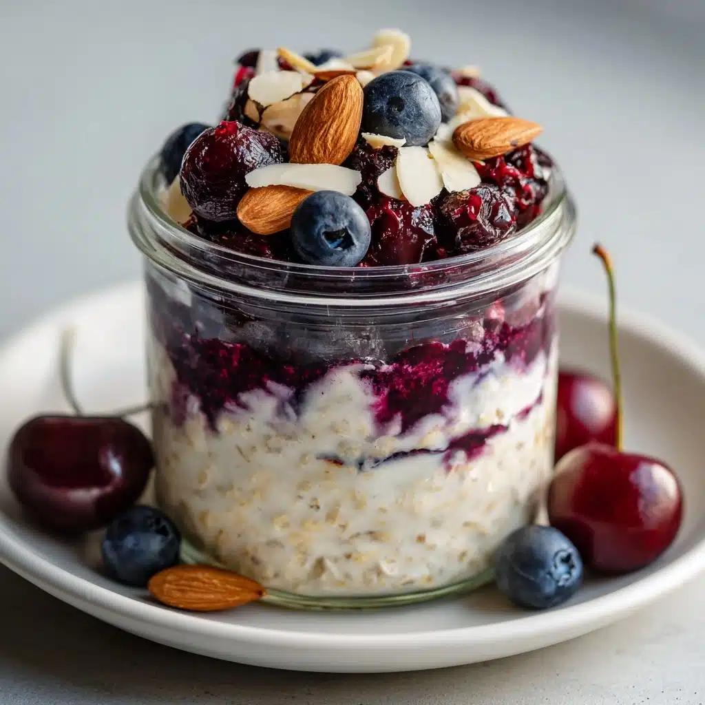 Berry Cherry Almond Overnight Oats Recipe - Recipe Image