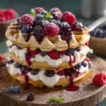 Mini Berries and Cream Waffle Sandwiches Recipe