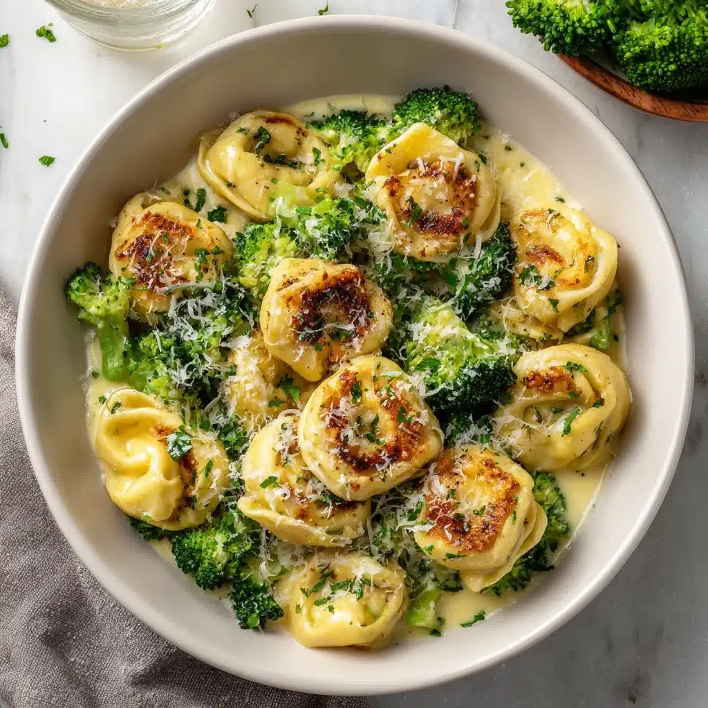 Creamy Garlic Parmesan Tortellini with Chicken & Broccoli Recipe