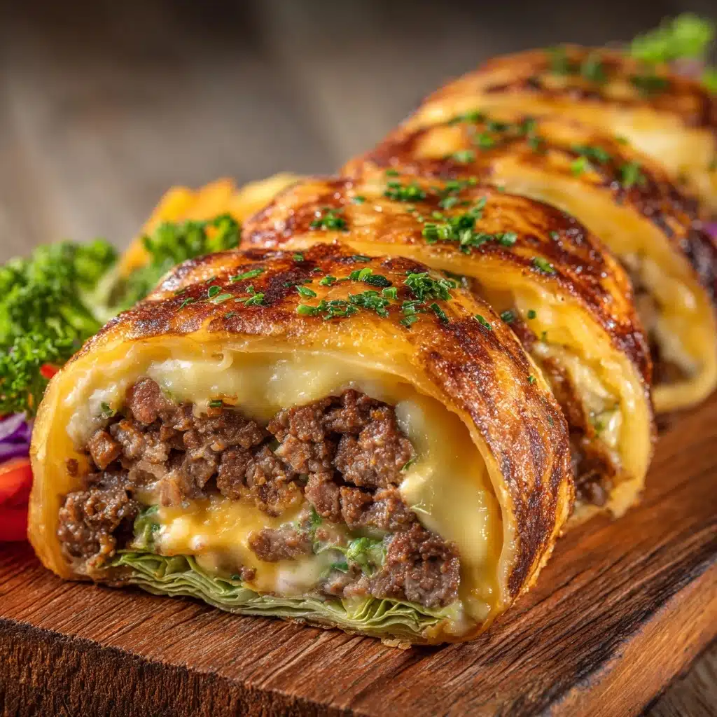 Garlic Butter Beef Cheeseburger Rollups Recipe - Recipe Image