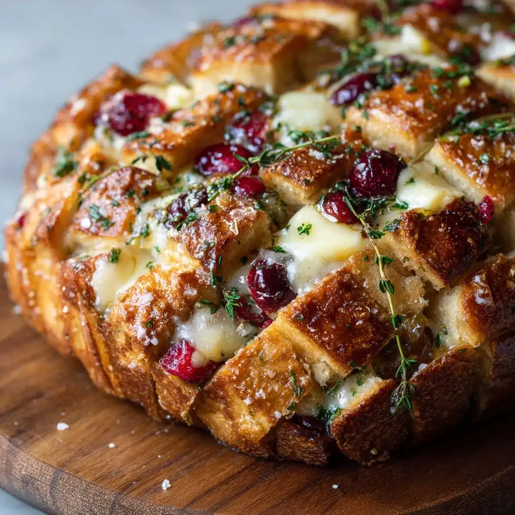 Garlic Herb Sourdough Bread Stuffed with Brie & Cranberry Recipe - Recipe Image