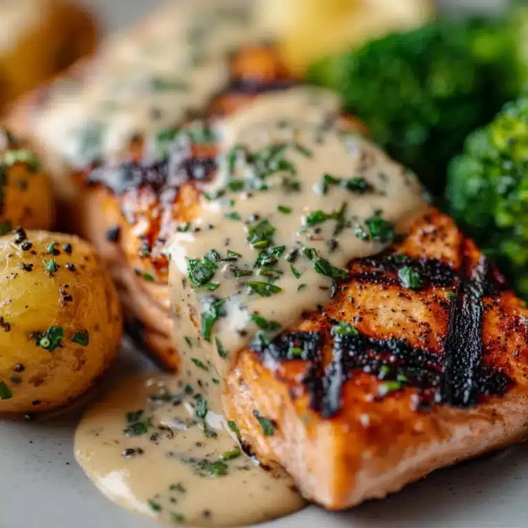 Lemon Butter Salmon with Roasted Potatoes & Broccoli Recipe