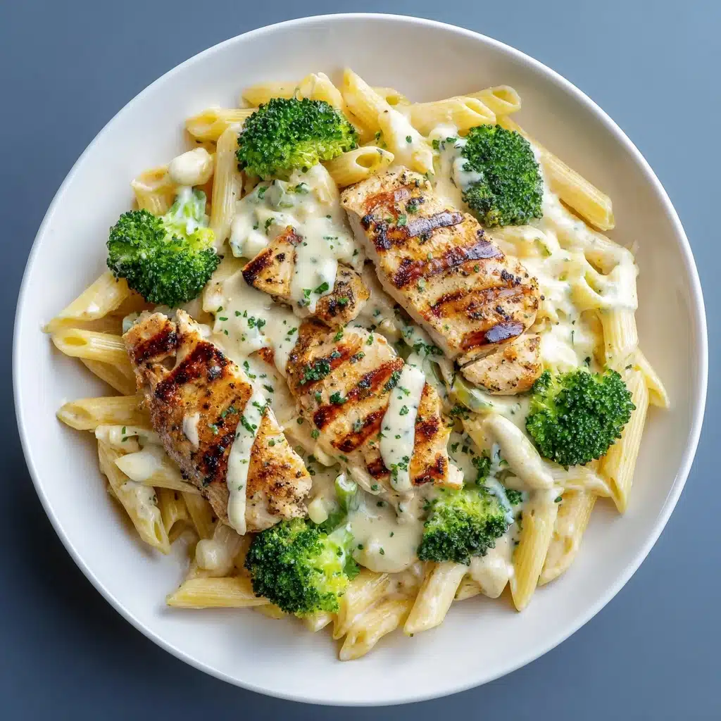 Tuscan Chicken with Creamy Broccoli Alfredo Penne Recipe - Recipe Image