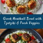 Greek Meatball Bowl with Tzatziki, Rice & Fresh Veggies Recipe