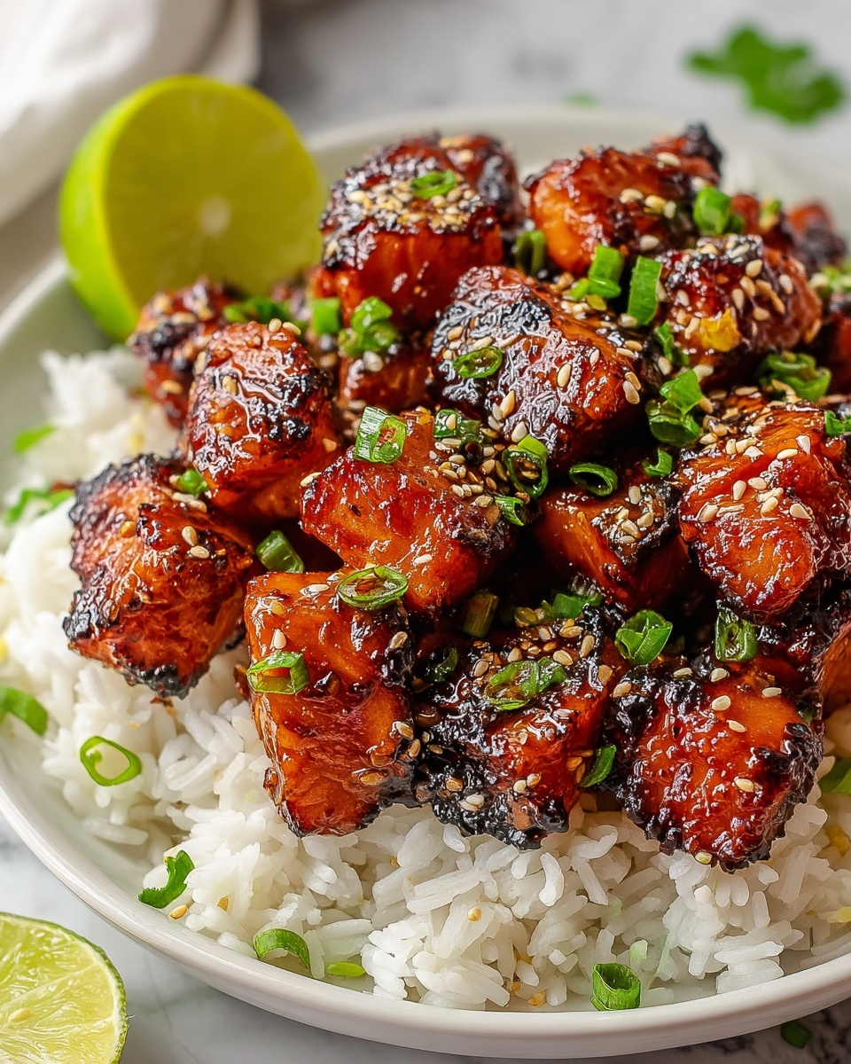 Mouthwatering Honey Garlic Salmon Bites Recipe - Recipe Image