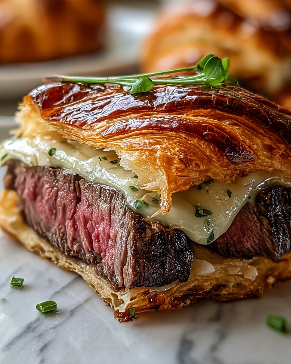 Garlic Butter Steak and Brie Croissant Melt Recipe - Recipe Image