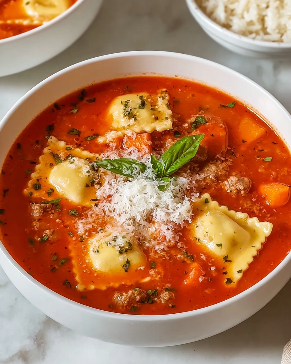 One Pot Sausage Ravioli Soup Recipe - Recipe Image