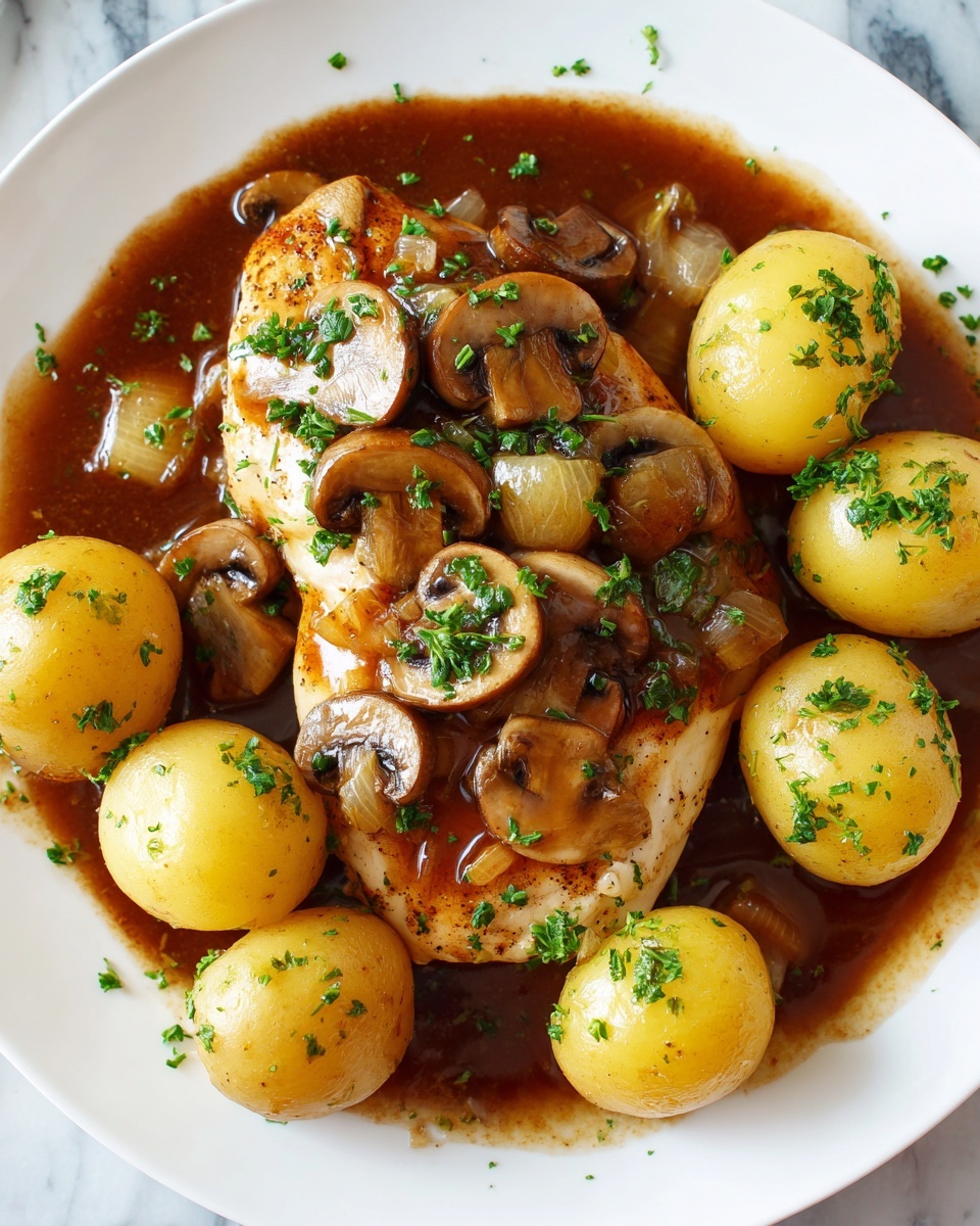 Savory Chicken with Mushrooms and Potatoes Recipe - Recipe Image