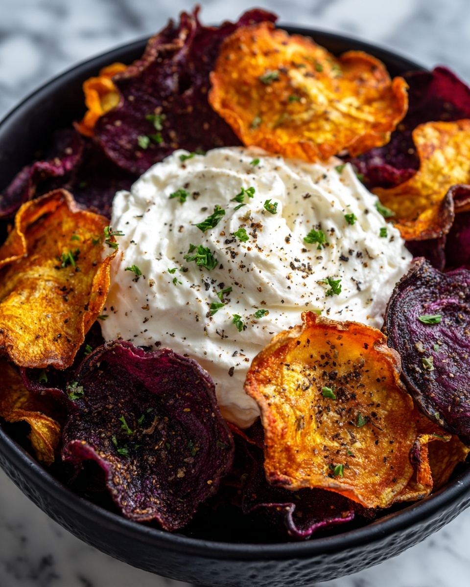 Roasted Beet Chips with Whipped Feta Dip Recipe - Recipe Image